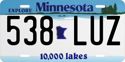 MN license plate 538LUZ