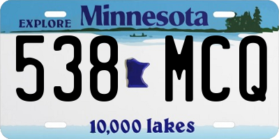 MN license plate 538MCQ