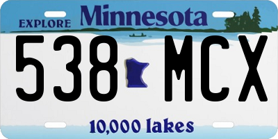 MN license plate 538MCX