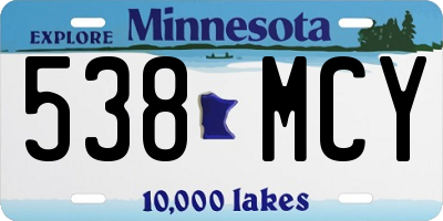 MN license plate 538MCY