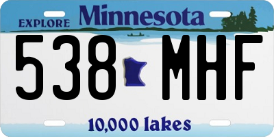 MN license plate 538MHF