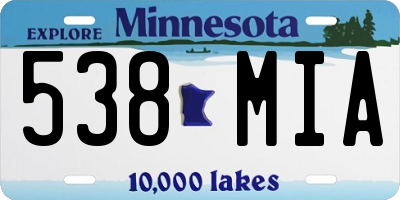 MN license plate 538MIA