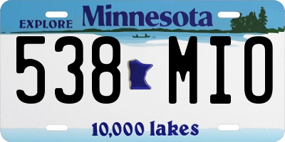 MN license plate 538MIO