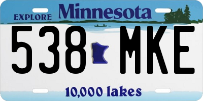 MN license plate 538MKE