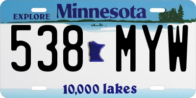 MN license plate 538MYW