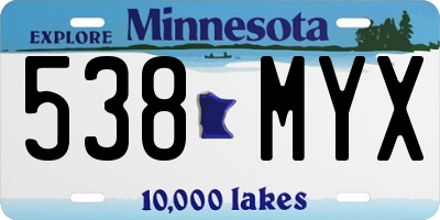 MN license plate 538MYX