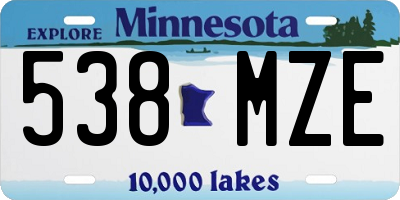 MN license plate 538MZE