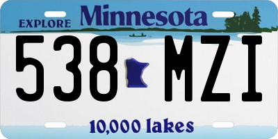 MN license plate 538MZI