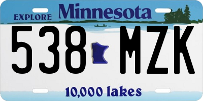 MN license plate 538MZK