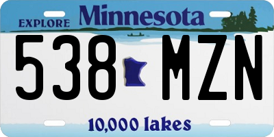MN license plate 538MZN