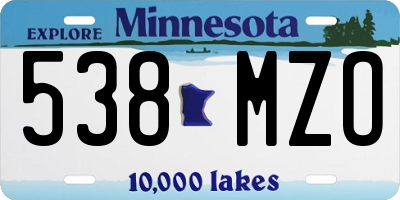 MN license plate 538MZO