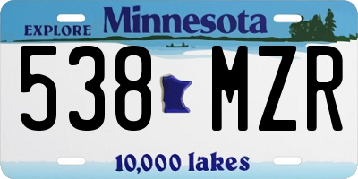 MN license plate 538MZR