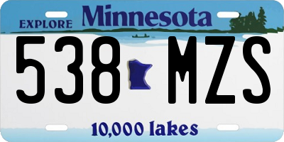 MN license plate 538MZS