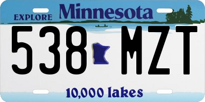 MN license plate 538MZT