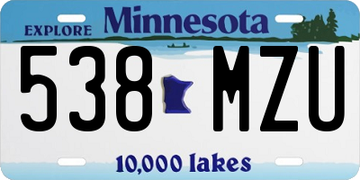 MN license plate 538MZU