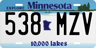 MN license plate 538MZV