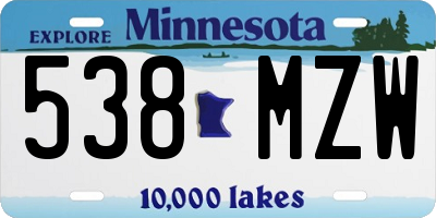 MN license plate 538MZW