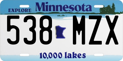 MN license plate 538MZX