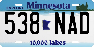MN license plate 538NAD