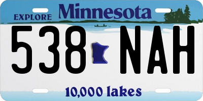 MN license plate 538NAH