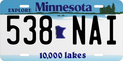 MN license plate 538NAI