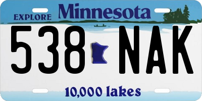 MN license plate 538NAK