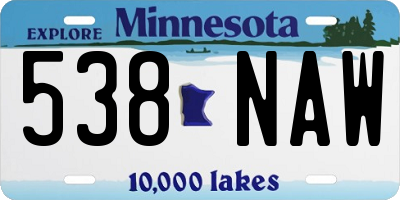 MN license plate 538NAW