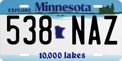 MN license plate 538NAZ