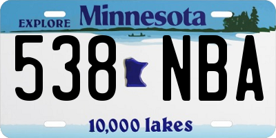 MN license plate 538NBA