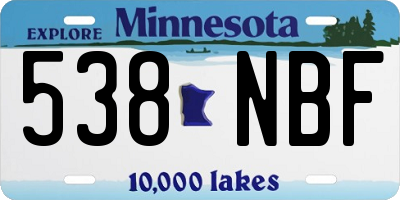 MN license plate 538NBF