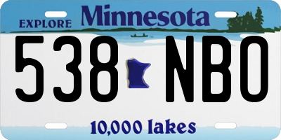 MN license plate 538NBO