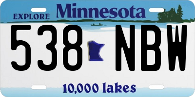MN license plate 538NBW