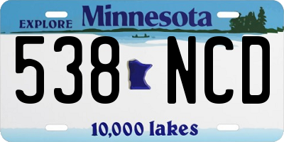 MN license plate 538NCD