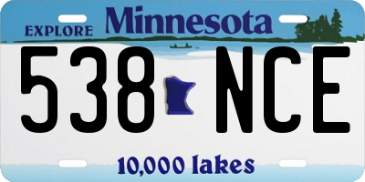 MN license plate 538NCE