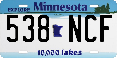 MN license plate 538NCF
