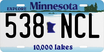 MN license plate 538NCL