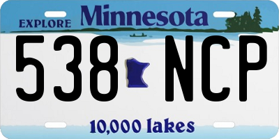 MN license plate 538NCP