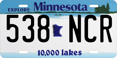 MN license plate 538NCR