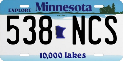MN license plate 538NCS
