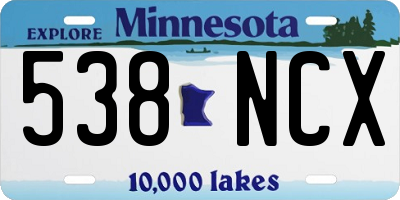MN license plate 538NCX