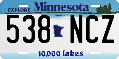 MN license plate 538NCZ
