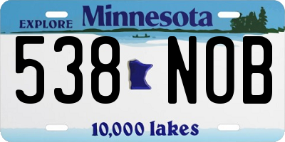MN license plate 538NOB