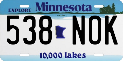 MN license plate 538NOK