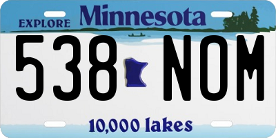 MN license plate 538NOM