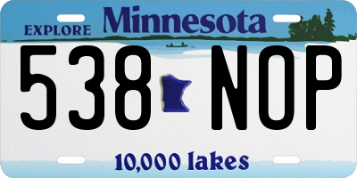 MN license plate 538NOP