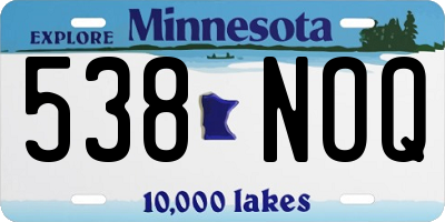 MN license plate 538NOQ