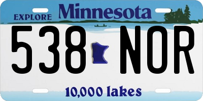 MN license plate 538NOR