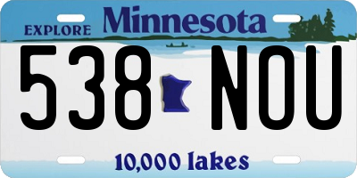 MN license plate 538NOU
