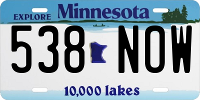 MN license plate 538NOW