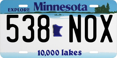 MN license plate 538NOX